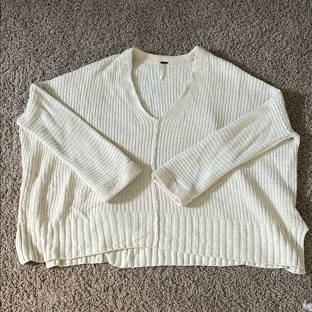 Free People Ivory Cable Knit Sweater